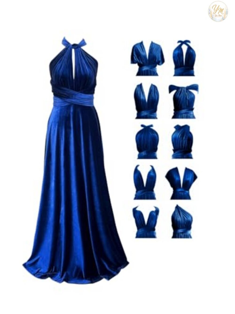 Velvet Multi-Way Wrap Infinity Maxi Dress Bridesmaid Convertible